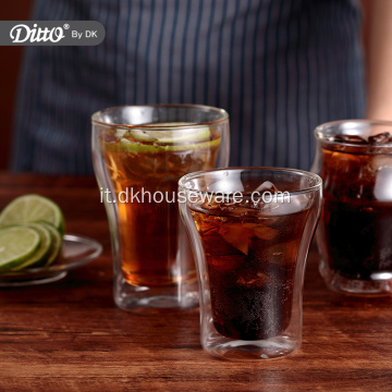 Bicchiere per succo in doppio vetro riutilizzabile ecologico